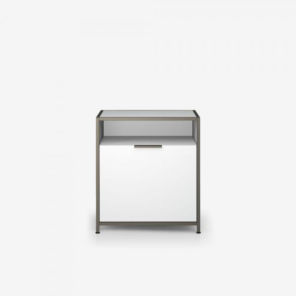 BEDSIDE TABLE RIGHT-HINGED DOOR WHITE LACQUER Ligne Roset
