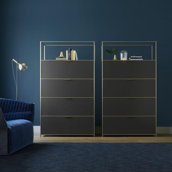 COLONNE 3 ABATTANTS + 1 TIROIR LAQUE ARGILE Ligne Roset