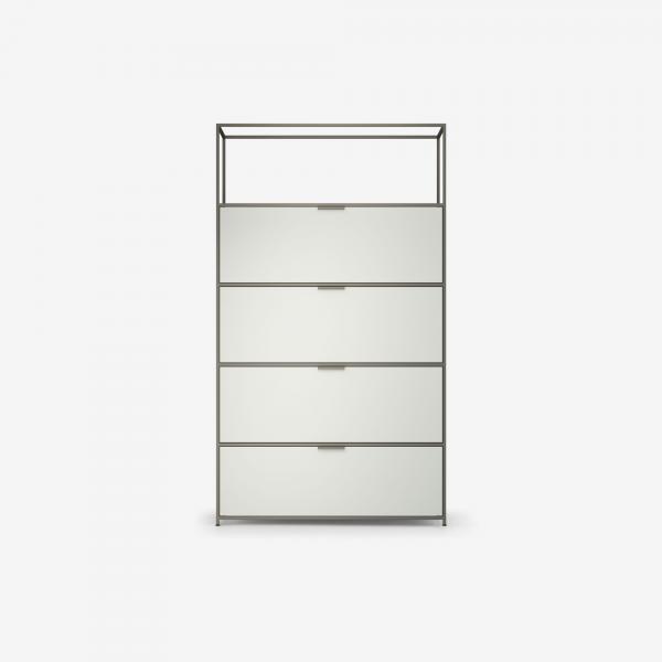 COLONNE 3 ABATTANTS + 1 TIROIR LAQUE PERLE Ligne Roset