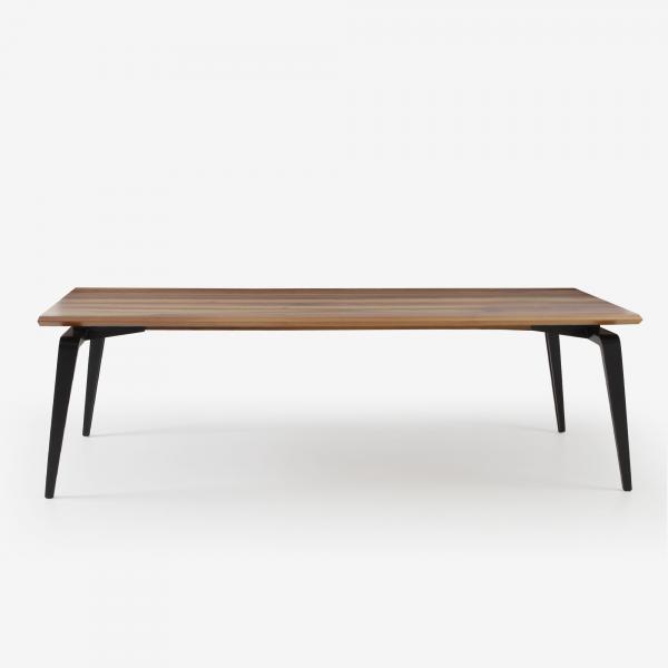RECTANGULAR DINING TABLE BLACK LACQUERED BASE EUROPEAN WALNUT Ligne Roset