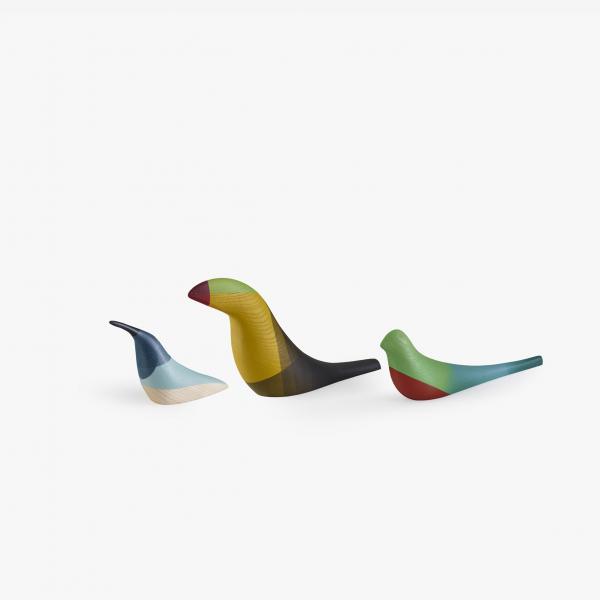 PÁJAROS SATZ MIT 3 DEKORATIVEN VÖGELN FARBIG Ligne Roset