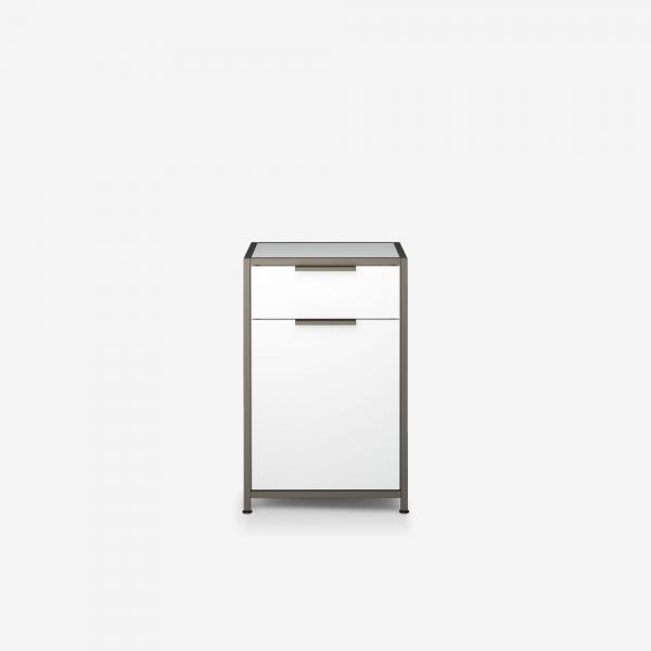 CHEVET 1 TIROIR PORTE DROITE / LAQUE BLANC Ligne Roset
